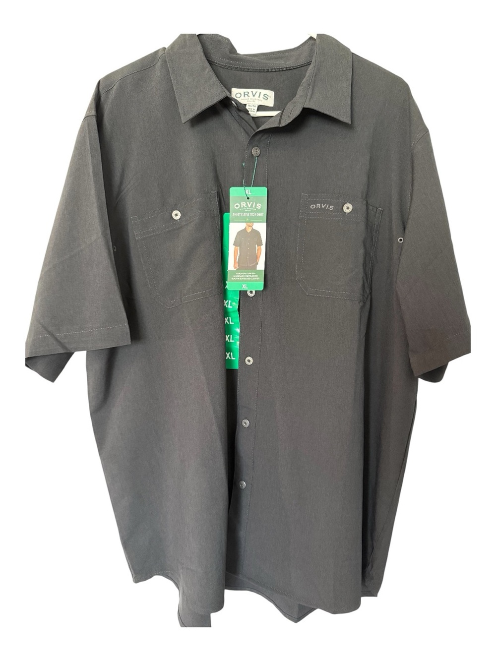 Orvis Men's Short-Sleeve Button-Down Shirt — Charcoal Gray